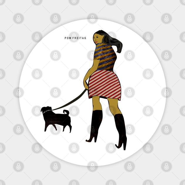 Dog walker : Magnet by Annie Pom Freitag